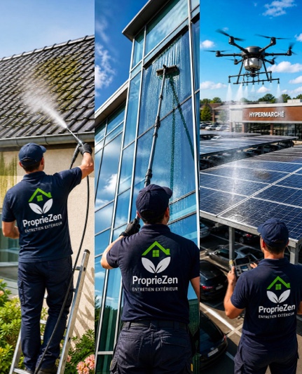 Nettoyage de façades, vitrages et panneaux solaires